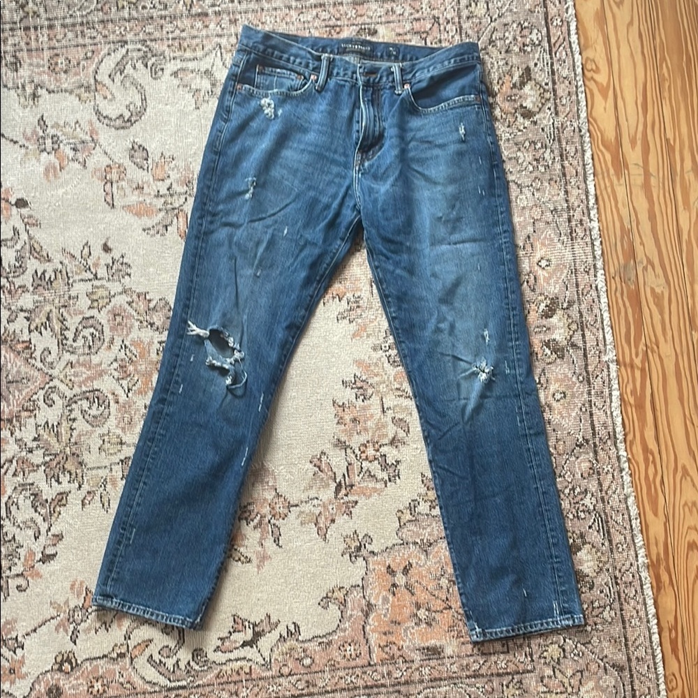 Lucky Brand Blue Straight Leg Jeans with Distressing